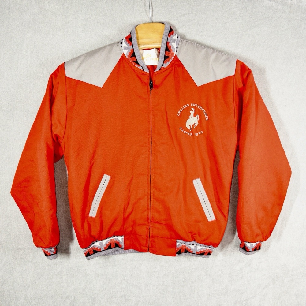 Vtg Aztec Navajo Western Canvas Bomber Jacket Mens Medium‎ Ranchwear Oil Rig